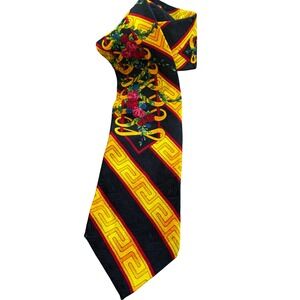VTG Rare Rush Limbaugh No Boundaries Silk Tie Gold Keeper Chain Loop Art Deco